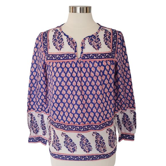 J Crew Floral Paisley Print Poplin Tunic Top Size 4 - Picture 1 of 7